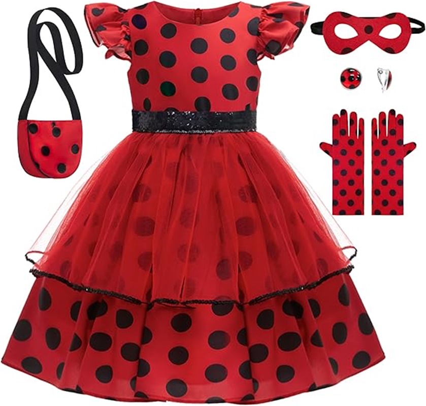 Kids Face Mask - Meisjes Cosplay Kostuum Polka Dot Rode