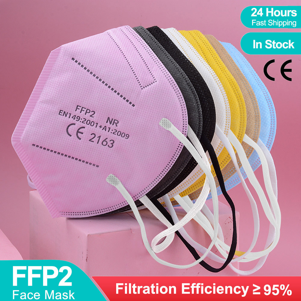 Black Face Mask Pack - 5-laags Ffp2-maskers Ce Keuren Kn95 Smelt-Geblazen