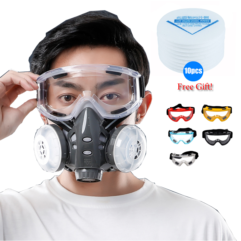 Kn95 Respirator Mask - Half gezicht stofmasker veiligheidsbril 10 filters