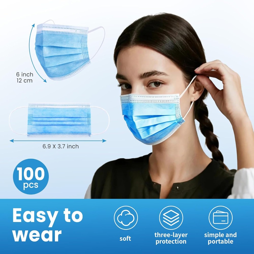 Blauwe wegwerp mondmaskers 100 - Disposable Mask Blue recensie en prijs